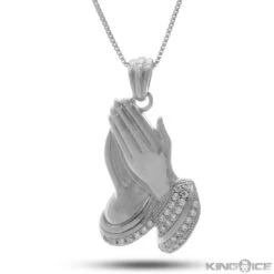 Praying Hands Emoji Necklace -King Ice praying hands emoji necklace white gold 1 4 king ice 14869429223478
