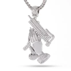 Praying Hands Of Defense Necklace -King Ice praying hands of defense necklace white gold 1 9 king ice 35226462191791