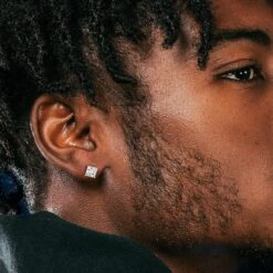 Princess-Cut Stud Earrings 6 Princess-Cut Stud Earrings -King Ice princess cut stud earrings king ice 32248864833711