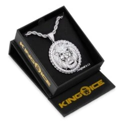 Roaring Lion Medallion Necklace -King Ice roaring lion medallion necklace king ice 30519155327151