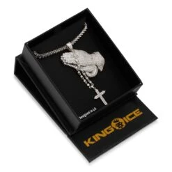 Rosary Praying Hands Necklace -King Ice rosary praying hands necklace king ice 30531000533167