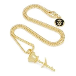 Rose Necklace -King Ice rose necklace 14k gold 1 6 king ice 30590486282415