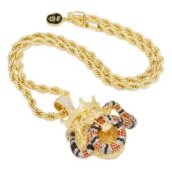 Royal Lion And King Snake Necklace -King Ice royal lion and king snake necklace 14k gold 2 5 king ice 30540975308975