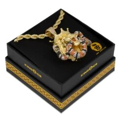 Royal Lion And King Snake Necklace -King Ice royal lion and king snake necklace 14k gold 2 5 king ice 30591994396847