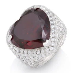 Ruby Heart Ring -King Ice ruby heart ring gold plated white gold 7 king ice 17325923893302