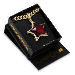 Ruby Star Necklace -King Ice ruby star necklace 14k gold 2 2 king ice 14869223702582