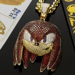 Sonic The Hedgehog X King Ice - Knuckles Necklace -King Ice sonic the hedgehog x king ice knuckles necklace 14k gold 2 1 king ice 30592622821551