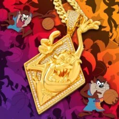 Space Jam X King Ice - Tasmanian Devil Necklace -King Ice space jam x king ice tasmanian devil necklace king ice 30592709591215