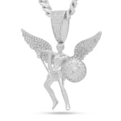 St. Michael The Archangel Necklace -King Ice st michael the archangel necklace white gold 2 7 king ice 30590697636015