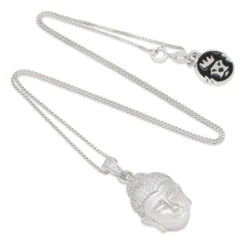Sterling Silver Awake Buddha Necklace -King Ice sterling silver awake buddha necklace king ice 30591578079407