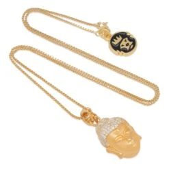 Sterling Silver Awake Buddha Necklace -King Ice sterling silver awake buddha necklace king ice 30591608258735