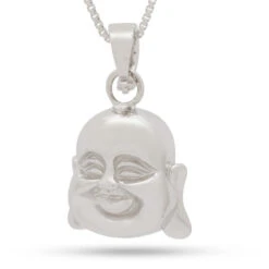 Sterling Silver Buddha Of Perception Necklace -King Ice sterling silver buddha of perception necklace white gold 1 1 king ice 30591083315375