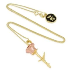 Sterling Silver Roses Are Red Necklace -King Ice sterling silver roses are red necklace 14k gold 1 6 king ice 30549548105903