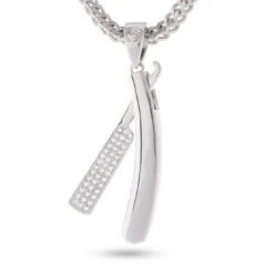 Straight RZR Barber Shop Necklace -King Ice straight rzr barber shop necklace white gold 1 6 king ice 14870678601782