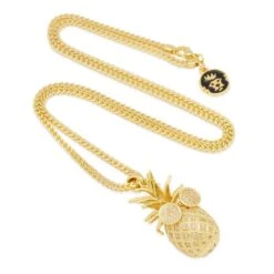 Stunnin' Pineapple Necklace -King Ice stunnin pineapple necklace 14k gold 1 9 king ice 14882780151862