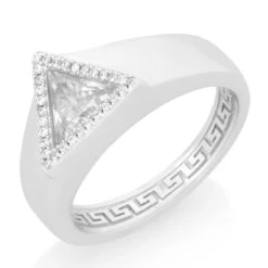 Trillion-Cut Signet Ring -King Ice trillion cut signet ring sterling silver white gold 7 king ice 33838476722351