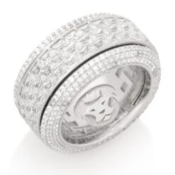 Triple-Row Icy Spinner Ring 6 Triple-Row Icy Spinner Ring -King Ice triple row icy spinner ring sterling silver white gold 7 king ice 37387742478511