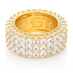 Triple-Row Signet Ring 9 Triple-Row Signet Ring -King Ice triple row signet ring king ice 37343263981743