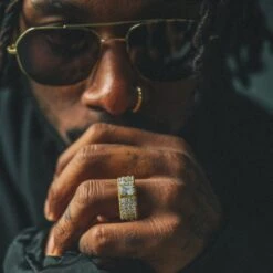 Triple-Row Signet Ring 10 Triple-Row Signet Ring -King Ice triple row signet ring king ice 37343266013359