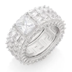 Triple-Row Signet Ring 11 Triple-Row Signet Ring -King Ice triple row signet ring sterling silver white gold 7 king ice 37343264309423