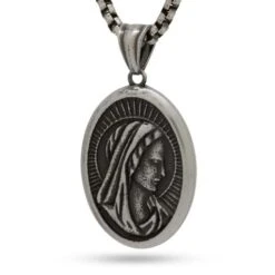 Virgin Mary Portrait Necklace 9 Virgin Mary Portrait Necklace -King Ice virgin mary portrait necklace silver 26 stainless steel king ice 37313537343663