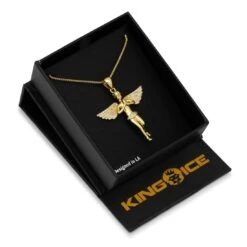 Wings Spread Angel Necklace -King Ice wings spread angel necklace 14k gold 1 7 king ice 30581731852463