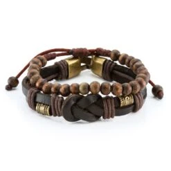 Wood Hide Bracelet Set By MARZ