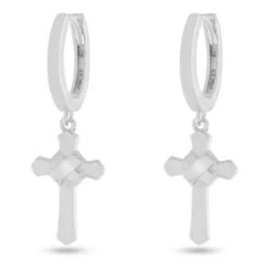 Wrapped Cross Earrings -King Ice wrapped cross earrings sterling silver white gold 1 2 king ice 32236737724591